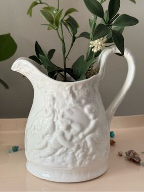 Vintage Crown Staffordshire Surrey Bone China Cherub Pitcher